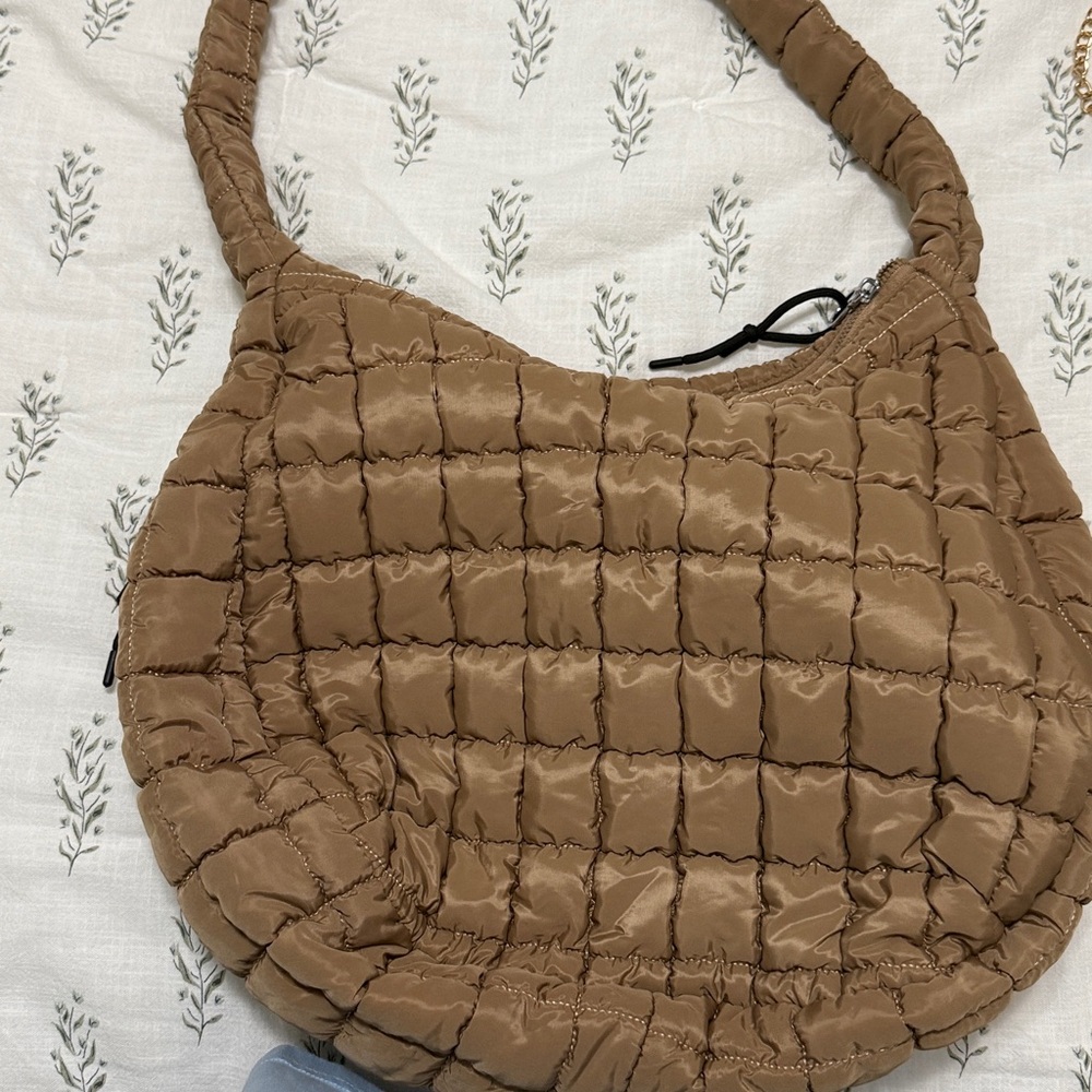 Tan Quilted Shoulder Bag